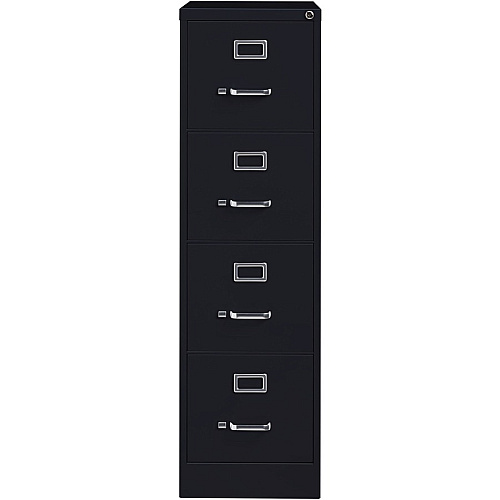 Lorell Fortress Series 22" Commercial-Grade Vertical File Cabinet 15" Width x 22" Depth x 52" Height - 4 x Drawer(s) for File - Letter - Lockable, Ball-bearing Suspension - Black - Steel - Recycled (LLR42294)