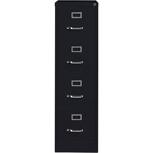 Lorell Fortress Series 22" Commercial-Grade Vertical File Cabinet 15" Width x 22" Depth x 52" Height - 4 x Drawer(s) for File - Letter - Lockable, Ball-bearing Suspension - Black - Steel - Recycled (LLR42294)