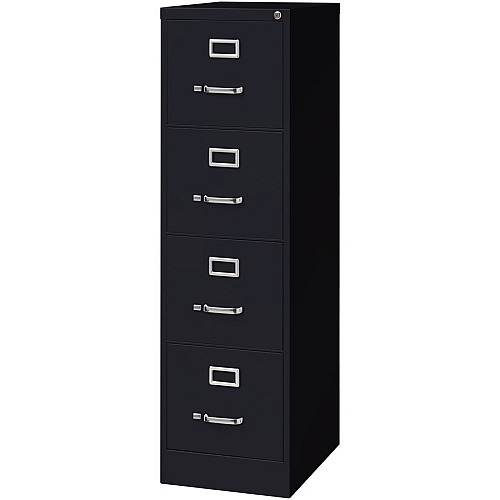 Lorell Fortress Series 22" Commercial-Grade Vertical File Cabinet 15" Width x 22" Depth x 52" Height - 4 x Drawer(s) for File - Letter - Lockable, Ball-bearing Suspension - Black - Steel - Recycled (LLR42294)