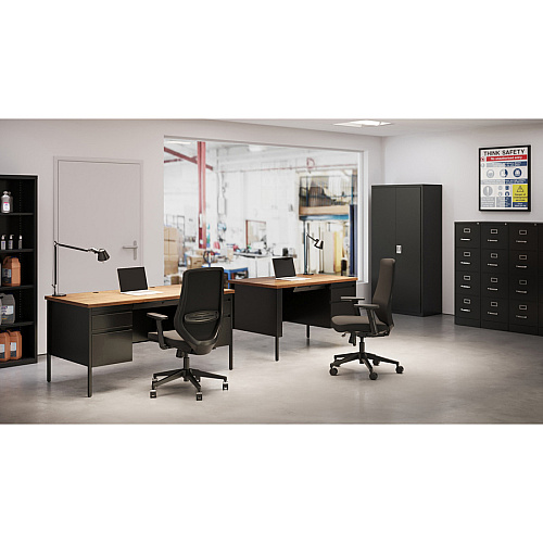 Lorell Fortress Series 22" Commercial-Grade Vertical File Cabinet 15" Width x 22" Depth x 52" Height - 4 x Drawer(s) for File - Letter - Lockable, Ball-bearing Suspension - Black - Steel - Recycled (LLR42294)