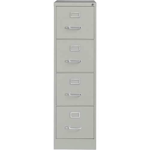 Lorell Fortress Series 22" Commercial-Grade Vertical File Cabinet 15" Width x 22" Depth x 52" Height - 4 x Drawer(s) for File - Letter - Lockable, Ball-bearing Suspension - Light Gray - Steel - Recycled (LLR42295)