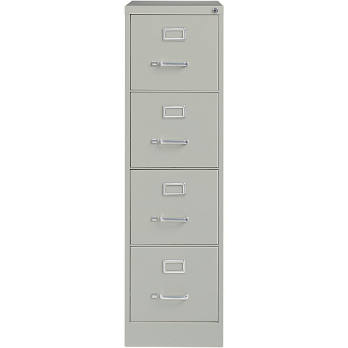 Lorell Fortress Series 22" Commercial-Grade Vertical File Cabinet 15" Width x 22" Depth x 52" Height - 4 x Drawer(s) for File - Letter - Lockable, Ball-bearing Suspension - Light Gray - Steel - Recycled (LLR42295)