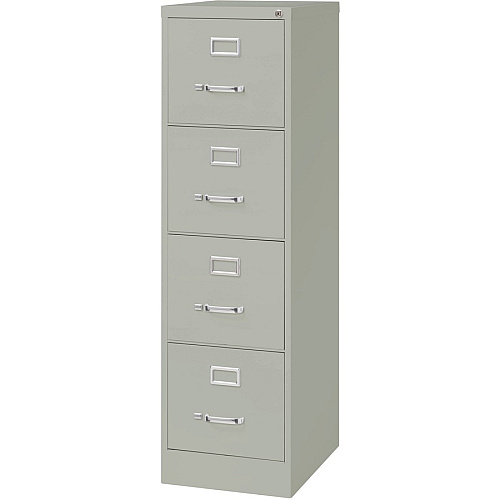 Lorell Fortress Series 22" Commercial-Grade Vertical File Cabinet 15" Width x 22" Depth x 52" Height - 4 x Drawer(s) for File - Letter - Lockable, Ball-bearing Suspension - Light Gray - Steel - Recycled (LLR42295)