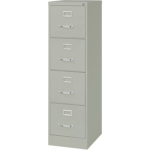 Lorell Fortress Series 22" Commercial-Grade Vertical File Cabinet 15" Width x 22" Depth x 52" Height - 4 x Drawer(s) for File - Letter - Lockable, Ball-bearing Suspension - Light Gray - Steel - Recycled (LLR42295)