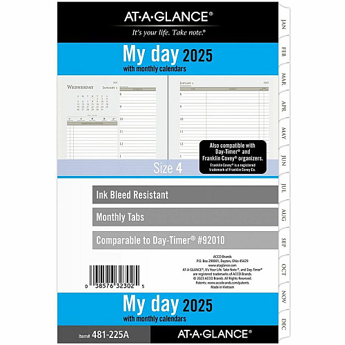 At-A-Glance Daily Monthly Planner Two Page Per Day Refill, Loose-Leaf, Desk Size (481225A)