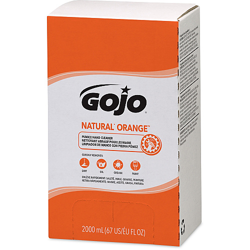 Gojo&reg; Natural Orange Pumice Hand Cleaner Refill Orange Citrus Scent - 2.11 quart - Dirt Remover, Grease Remover, Soilage Remover - Hand - Gray - 4 / Carton (725504)