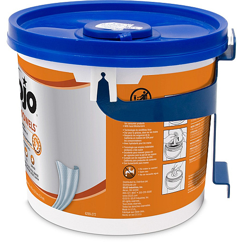 Gojo&reg; Fast Towels Hand/Surface Cleaner 9" Width x 10" Length - White - 225/Tub - 1 Each (629902)