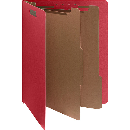 Nature Saver Letter Recycled Classification Folder 8 1/2" x 11" - End Tab Location - 2 Divider(s) - 25 pt. - Fiberboard - Bright Red - 100% Recycled - 10 / Box (SP17372)