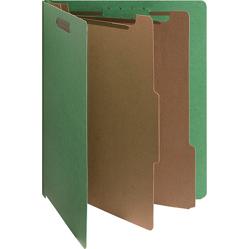 Nature Saver Letter Recycled Classification Folder 8 1/2" x 11" - End Tab Location - 2 Divider(s) - 25 pt. - Fiberboard - Green - 100% Recycled - 10 / Box (SP17373)