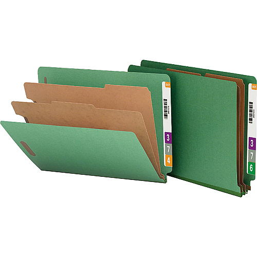 Nature Saver Letter Recycled Classification Folder 8 1/2" x 11" - End Tab Location - 2 Divider(s) - 25 pt. - Fiberboard - Green - 100% Recycled - 10 / Box (SP17373)