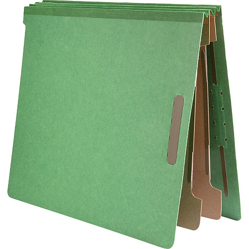 Nature Saver Letter Recycled Classification Folder 8 1/2" x 11" - End Tab Location - 2 Divider(s) - 25 pt. - Fiberboard - Green - 100% Recycled - 10 / Box (SP17373)