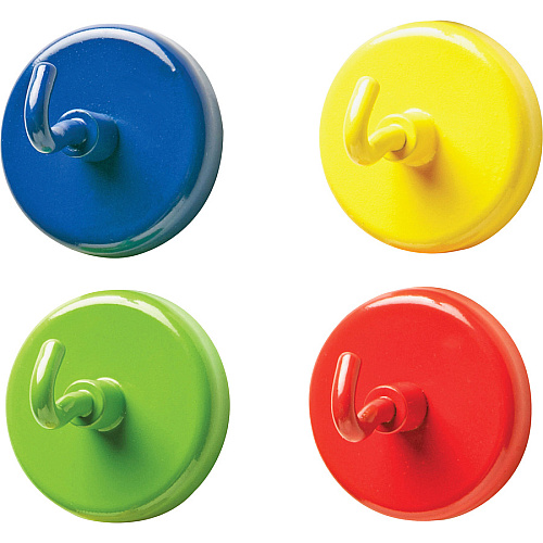 Learning Resources Super Strong Magnetic Hooks Set for Pocket Chart, Flip Book, Hall Pass, Decoration - Metal - Red, Blue, Green, Yellow - 4 / Pack (LER2694)