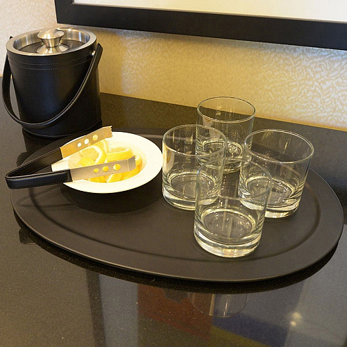Dacasso Classic Leather Serving Tray Leather, Stainless Steel Body - 1 Each (A1061)