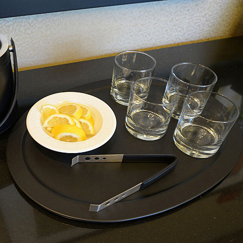 Dacasso Classic Leather Serving Tray Leather, Stainless Steel Body - 1 Each (A1061)