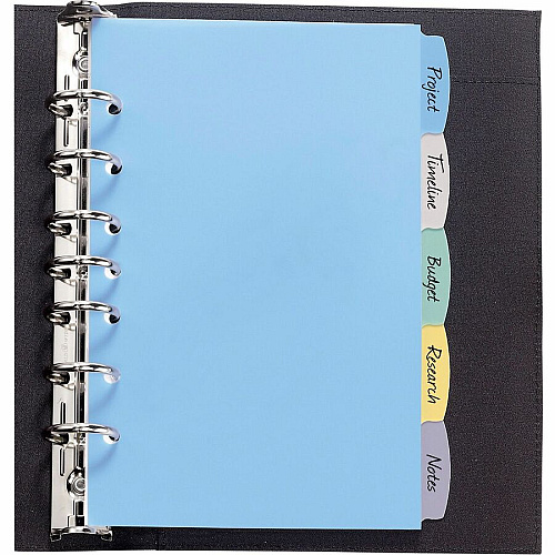 Avery&reg; Durable Plastic Write-On Dividers 5½" x 8½" , 5 tabs" 5½" x 8½" , 5 tabs (161 5 x Divider(s) - Write-on Tab(s) - 5 - 5 Tab(s)/Set - 5.5" Divider Width x 8.50" Divider Length - 7 Hole Punched - Multicolor Plastic Divider - Multicolor Plastic 80)