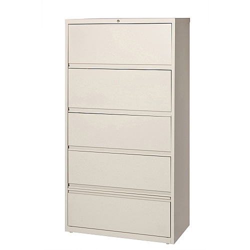Lorell Fortress Lateral File with Roll-Out Shelf 36" Width x 18.6" Depth x 68.8" Height - 5 x Drawer(s) for File - A4, Legal, Letter - Ball-bearing Suspension, Recessed Handle, Leveling Glide, Heavy Duty, Interlocking - Putty - Steel - Recycled (LLR43512)