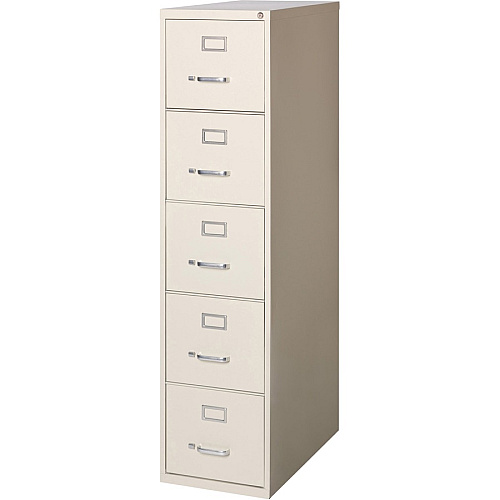 Lorell Fortress Series 26-1/2" Commercial-Grade Vertical File Cabinet 15" Width x 26.5" Depth x 61" Height - 5 x Drawer(s) for File - Letter - Vertical - Ball-bearing Suspension, Heavy Duty, Security Lock - Putty - Steel - Recycled (LLR48497)