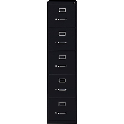 Lorell Fortress Series 26-1/2" Commercial-Grade Vertical File Cabinet 15" Width x 26.5" Depth x 61.6" Height - 5 x Drawer(s) for File - Letter - Vertical - Heavy Duty, Security Lock, Ball-bearing Suspension - Black - Steel - Recycled (LLR48498)