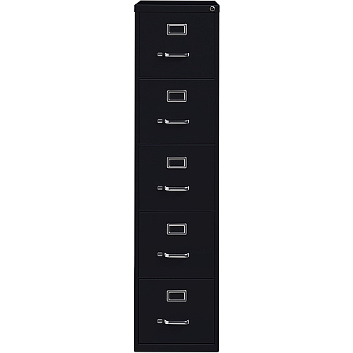 Lorell Fortress Series 26-1/2" Commercial-Grade Vertical File Cabinet 15" Width x 26.5" Depth x 61.6" Height - 5 x Drawer(s) for File - Letter - Vertical - Heavy Duty, Security Lock, Ball-bearing Suspension - Black - Steel - Recycled (LLR48498)