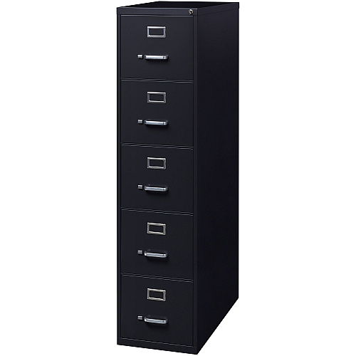 Lorell Fortress Series 26-1/2" Commercial-Grade Vertical File Cabinet 15" Width x 26.5" Depth x 61.6" Height - 5 x Drawer(s) for File - Letter - Vertical - Heavy Duty, Security Lock, Ball-bearing Suspension - Black - Steel - Recycled (LLR48498)