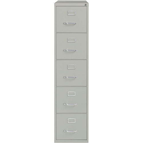 Lorell Fortress Series 26-1/2" Commercial-Grade Vertical File Cabinet 15" Width x 26.5" Depth x 61.6" Height - 5 x Drawer(s) for File - Letter - Vertical - Security Lock, Ball-bearing Suspension, Heavy Duty - Light Gray - Steel - Recycled (LLR48499)