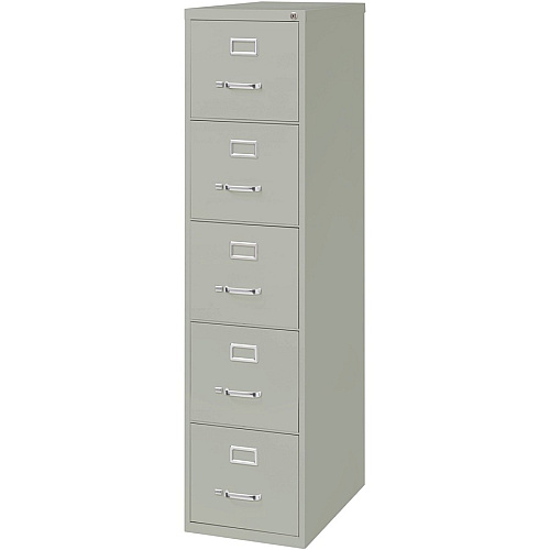 Lorell Fortress Series 26-1/2" Commercial-Grade Vertical File Cabinet 15" Width x 26.5" Depth x 61.6" Height - 5 x Drawer(s) for File - Letter - Vertical - Security Lock, Ball-bearing Suspension, Heavy Duty - Light Gray - Steel - Recycled (LLR48499)