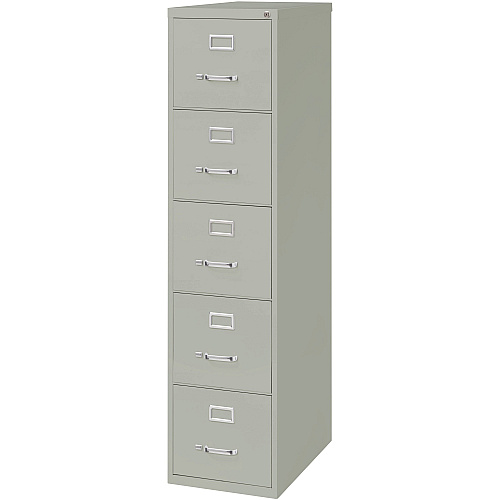Lorell Fortress Series 26-1/2" Commercial-Grade Vertical File Cabinet 15" Width x 26.5" Depth x 61.6" Height - 5 x Drawer(s) for File - Letter - Vertical - Security Lock, Ball-bearing Suspension, Heavy Duty - Light Gray - Steel - Recycled (LLR48499)