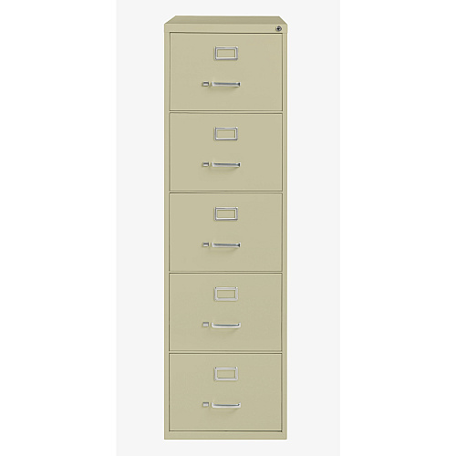 Lorell Fortress Series 26-1/2" Commercial-Grade Vertical File Cabinet 18" Width x 26.5" Depth x 61" Height - 5 x Drawer(s) for File - Legal - Vertical - Ball-bearing Suspension, Security Lock, Heavy Duty - Putty - Steel - Recycled (LLR48500)
