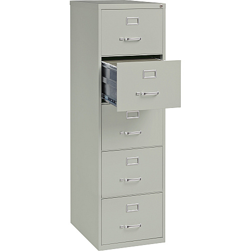 Lorell Fortress Series 26-1/2" Commercial-Grade Vertical File Cabinet 18" Width x 26.5" Depth x 61" Height - 5 x Drawer(s) for File - Legal - Vertical - Security Lock, Heavy Duty, Ball-bearing Suspension - Light Gray - Steel - Recycled (LLR48502)