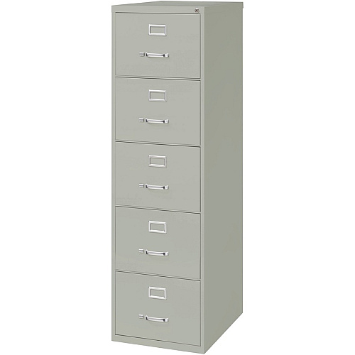 Lorell Fortress Series 26-1/2" Commercial-Grade Vertical File Cabinet 18" Width x 26.5" Depth x 61" Height - 5 x Drawer(s) for File - Legal - Vertical - Security Lock, Heavy Duty, Ball-bearing Suspension - Light Gray - Steel - Recycled (LLR48502)