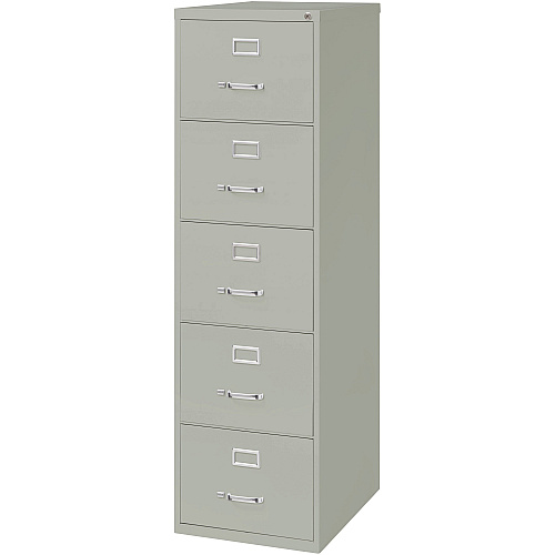 Lorell Fortress Series 26-1/2" Commercial-Grade Vertical File Cabinet 18" Width x 26.5" Depth x 61" Height - 5 x Drawer(s) for File - Legal - Vertical - Security Lock, Heavy Duty, Ball-bearing Suspension - Light Gray - Steel - Recycled (LLR48502)