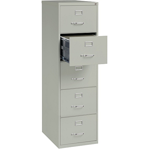 Lorell Fortress Series 26-1/2" Commercial-Grade Vertical File Cabinet 18" Width x 26.5" Depth x 61" Height - 5 x Drawer(s) for File - Legal - Vertical - Security Lock, Heavy Duty, Ball-bearing Suspension - Light Gray - Steel - Recycled (LLR48502)