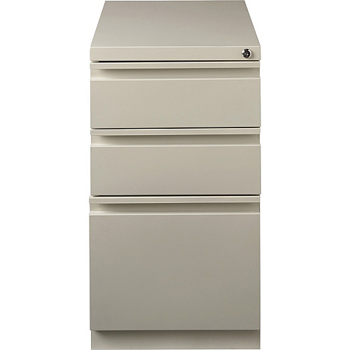 Lorell 20" Box/Box/File Mobile File Cabinet with Full-Width Pull 15" Width x 20" Depth x 27.8" Height - Letter - Ball-bearing Suspension, Security Lock, Recessed Handle - Putty - Steel - Recycled (LLR49520)