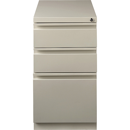 Lorell 20" Box/Box/File Mobile File Cabinet with Full-Width Pull 15" Width x 20" Depth x 27.8" Height - Letter - Ball-bearing Suspension, Security Lock, Recessed Handle - Putty - Steel - Recycled (LLR49520)