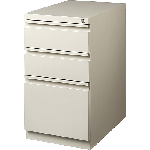 Lorell 20" Box/Box/File Mobile File Cabinet with Full-Width Pull 15" Width x 20" Depth x 27.8" Height - Letter - Ball-bearing Suspension, Security Lock, Recessed Handle - Putty - Steel - Recycled (LLR49520)