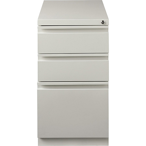 Lorell 20" Box/Box/File Mobile File Cabinet with Full-Width Pull 15" Width x 20" Depth x 27.8" Height - Letter - Security Lock, Recessed Handle, Ball-bearing Suspension - Light Gray - Steel - Recycled (LLR49522)