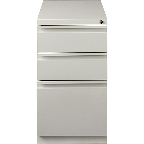 Lorell 20" Box/Box/File Mobile File Cabinet with Full-Width Pull 15" Width x 20" Depth x 27.8" Height - Letter - Security Lock, Recessed Handle, Ball-bearing Suspension - Light Gray - Steel - Recycled (LLR49522)