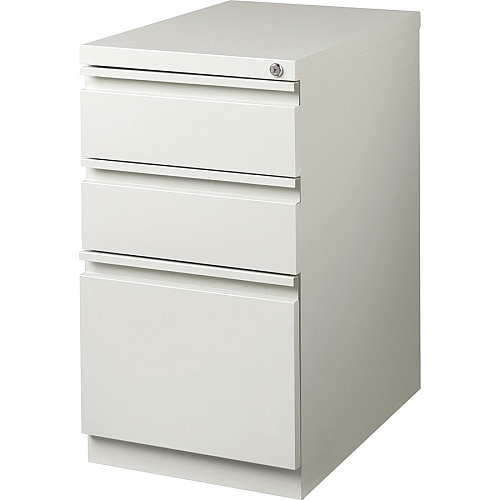 Lorell 20" Box/Box/File Mobile File Cabinet with Full-Width Pull 15" Width x 20" Depth x 27.8" Height - Letter - Security Lock, Recessed Handle, Ball-bearing Suspension - Light Gray - Steel - Recycled (LLR49522)