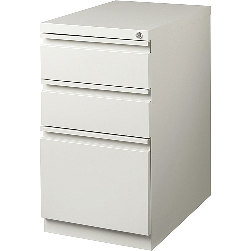 Lorell 20" Box/Box/File Mobile File Cabinet with Full-Width Pull 15" Width x 20" Depth x 27.8" Height - Letter - Security Lock, Recessed Handle, Ball-bearing Suspension - Light Gray - Steel - Recycled (LLR49522)