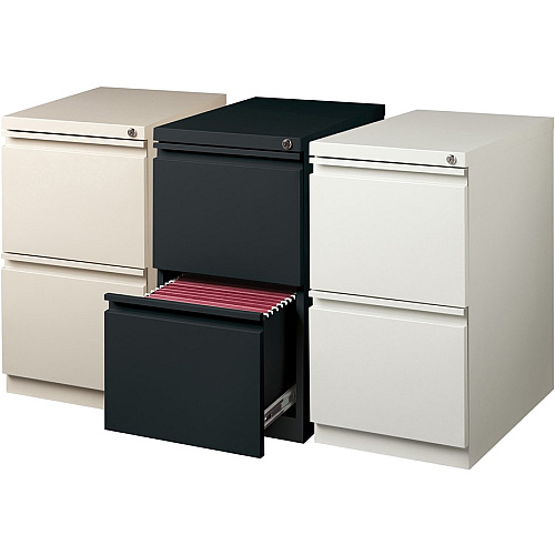 Lorell 20" File/File Mobile File Cabinet with Full-Width Pull 15" Width x 20" Depth x 27.8" Height - Letter - Recessed Handle, Ball-bearing Suspension, Security Lock - Putty - Steel - Recycled (LLR49523)