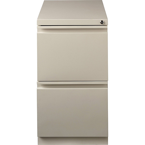 Lorell 20" File/File Mobile File Cabinet with Full-Width Pull 15" Width x 20" Depth x 27.8" Height - Letter - Recessed Handle, Ball-bearing Suspension, Security Lock - Putty - Steel - Recycled (LLR49523)