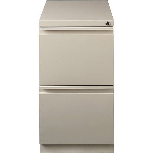Lorell 20" File/File Mobile File Cabinet with Full-Width Pull 15" Width x 20" Depth x 27.8" Height - Letter - Recessed Handle, Ball-bearing Suspension, Security Lock - Putty - Steel - Recycled (LLR49523)