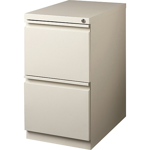 Lorell 20" File/File Mobile File Cabinet with Full-Width Pull 15" Width x 20" Depth x 27.8" Height - Letter - Recessed Handle, Ball-bearing Suspension, Security Lock - Putty - Steel - Recycled (LLR49523)