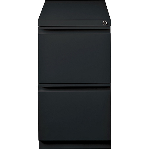 Lorell 20" File/File Mobile File Cabinet with Full-Width Pull 15" Width x 20" Depth x 27.8" Height - Letter - Security Lock, Ball-bearing Suspension, Recessed Handle - Black - Steel - Recycled (LLR49524)