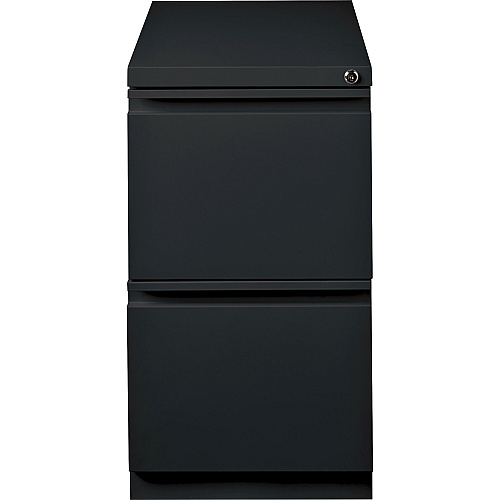 Lorell 20" File/File Mobile File Cabinet with Full-Width Pull 15" Width x 20" Depth x 27.8" Height - Letter - Security Lock, Ball-bearing Suspension, Recessed Handle - Black - Steel - Recycled (LLR49524)