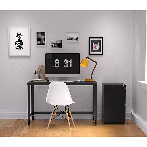 Lorell 20" File/File Mobile File Cabinet with Full-Width Pull 15" Width x 20" Depth x 27.8" Height - Letter - Security Lock, Ball-bearing Suspension, Recessed Handle - Black - Steel - Recycled (LLR49524)