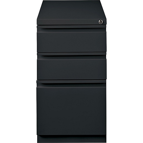 Lorell 23" Box/Box/File Mobile File Cabinet with Full-Width Pull 15" Width x 22.9" Depth x 27.8" Height - Letter - Vertical - Security Lock, Recessed Handle, Ball-bearing Suspension - Black - Steel - Recycled (LLR49527)