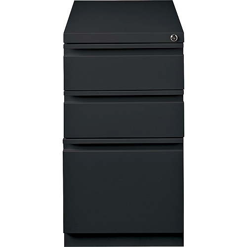 Lorell 23" Box/Box/File Mobile File Cabinet with Full-Width Pull 15" Width x 22.9" Depth x 27.8" Height - Letter - Vertical - Security Lock, Recessed Handle, Ball-bearing Suspension - Black - Steel - Recycled (LLR49527)