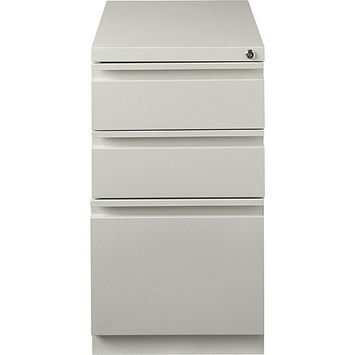 Lorell 23" Box/Box/File Mobile File Cabinet with Full-Width Pull 15" Width x 22.9" Depth x 27.8" Height - 3 x Drawer(s) for Box, File - Letter - Vertical - Ball-bearing Suspension, Security Lock, Recessed Handle - Light Gray - Steel - Recycled (LLR49528)