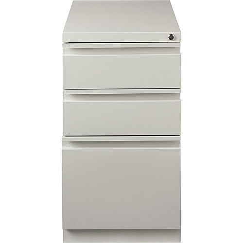 Lorell 23" Box/Box/File Mobile File Cabinet with Full-Width Pull 15" Width x 22.9" Depth x 27.8" Height - 3 x Drawer(s) for Box, File - Letter - Vertical - Ball-bearing Suspension, Security Lock, Recessed Handle - Light Gray - Steel - Recycled (LLR49528)